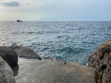 Türkiye 'nin en batı noktası olan Gökçeada' nın Kalekoy limanından deniz manzarası. Çanakkale