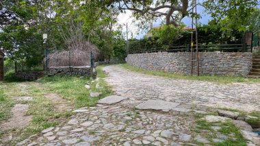 Gökçeada, Canakkale, Türkiye - 18 Mayıs 2023; Eski Bademli Gökçeada 'da (Imbros) ünlü bir tarihi köydür.