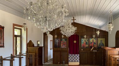 Gökçeada, Çanakkale, Türkiye, 28 Mayıs 2023: Gökçeada Adası 'nın tarihi kiliselerinden biri olan Konstantin ve Helena Kilisesi