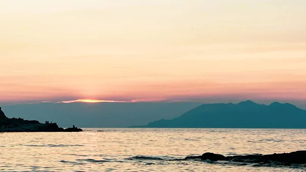 Вид Острів Самотрасе Заході Сонця Пляжу Ільдько Імбросі Гоккада Туреччина — стокове фото