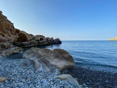 Mavi Körfez (Mavi Koy), Gökceada Yıldız Körfezi 'nin yanındaki su altı milli parkı. Imbros Adası, Canakkale, Türkiye