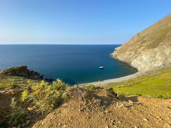 Vysoký Úhel Pohledu Blue Bay Mavi Koy Ostrově Gokceada Imbros — Stock fotografie