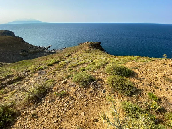Wysoki Kąt Widzenia Blue Bay Mavi Koy Wyspie Gokceada Imbros — Zdjęcie stockowe