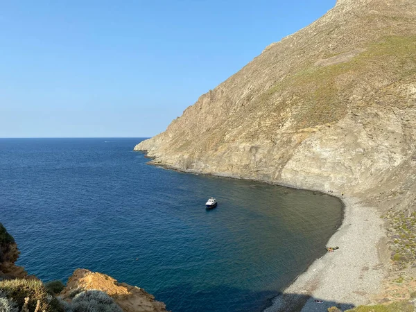 Gokceada Imbros岛上蓝湾 Mavi Koy 的高角景观 它非常靠近Yildizkoy海滩 Canakkale土耳其 — 图库照片