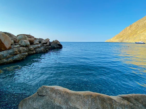 Modrý Záliv Mavi Koy Přímořská Pláň Vedle Gokceada Yildiz Bay — Stock fotografie