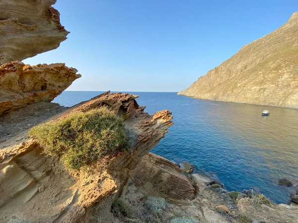 Yildiz Gokceada Blue Bay Mavi Koy 의높은 각도의 해변에 수있다 — 스톡 사진