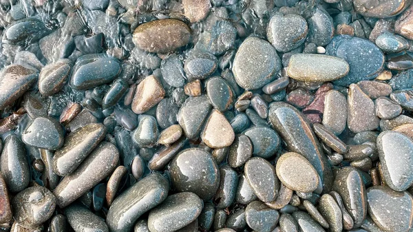 Nahaufnahme Von Kieselsteinen Meer Ansicht Von Oben Zen Balance Minimalismus — Stockfoto