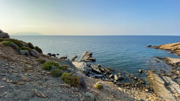 Blå Vik Mavi Koy Kustlandskap Intill Gokceada Yildiz Bay Undervattens — Stockfoto