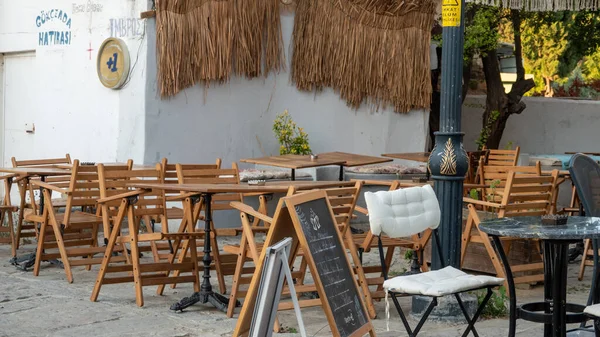 Gokceada Canakkale 2023 Briza 레스토랑 Gokceada의 중심에 카페와 레스토랑 — 스톡 사진
