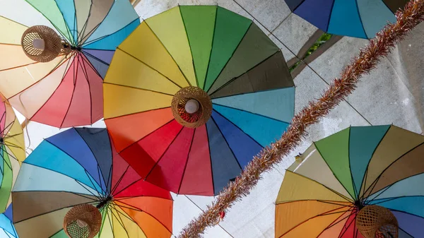 Décoration Rue Fond Parapluies Colorés — Photo