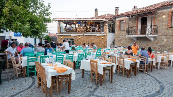 Gokceada Turquia Agosto 2023 Restaurante Angeliki Tavern Histórica Aldeia Grega — Fotografia de Stock