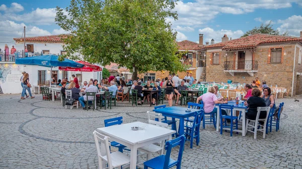 Gokceada Turkey Agustus 2023 Restoran Angeliki Tavern Desa Bersejarah Yunani — Stok Foto