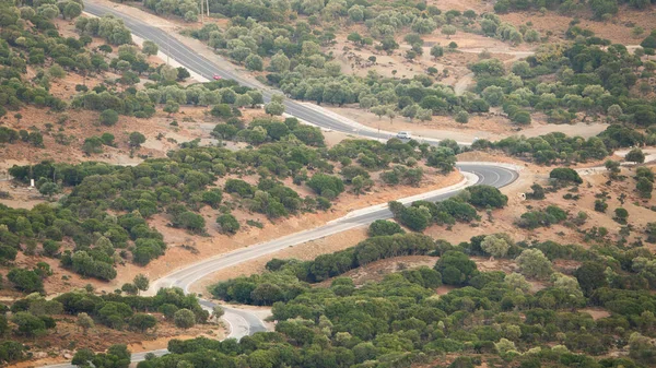 Άσφαλτος Επαρχιακός Δρόμος Και Θέα Στο Αγροτικό Τοπίο Από Χωριό — Φωτογραφία Αρχείου