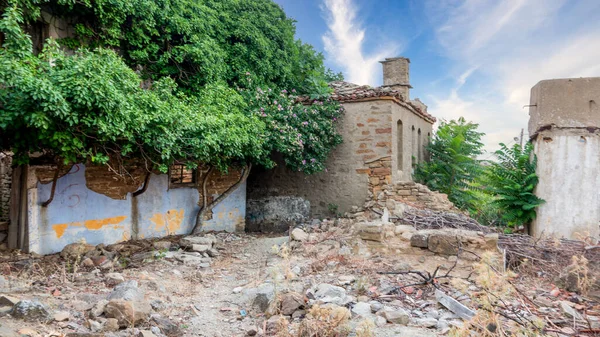 Ruined Houses Greek Village Tepeky Agridia One Most Touristic Places Stock Image
