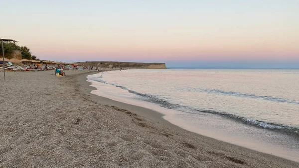 Вид Піщаний Пляж Заході Сонця Пляжі Гоккада Кефалос Айдиннік Канаккале — стокове фото