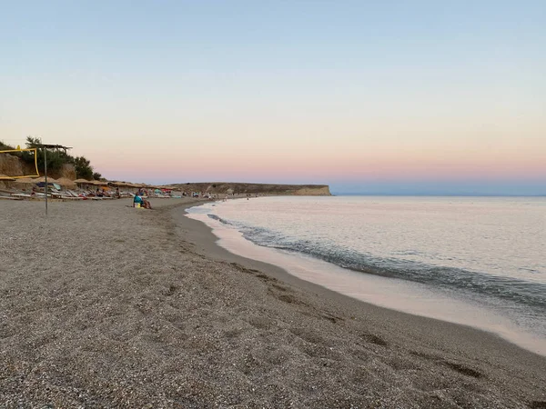 Вид Піщаний Пляж Заході Сонця Пляжі Гоккада Кефалос Айдиннік Канаккале — стокове фото