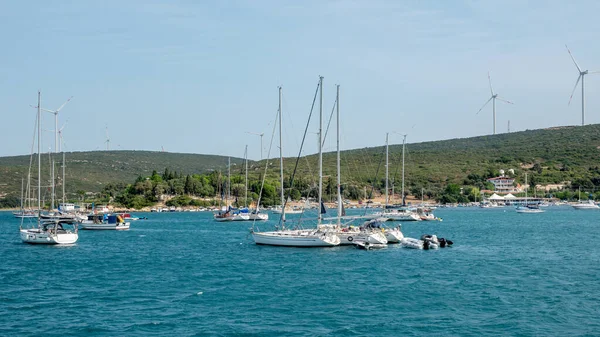 Seferihisar Smirne Turchia Settembre 2023 Yacht Lusso Crociera Sulla Costa — Foto Stock