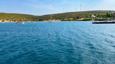 Sigacik Seferihisar İzmir kıyılarının panoramik manzarası, Türkiye