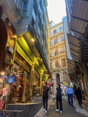 Istanbul, Turkey August 25, 2023: Tourists and local people walking in the streets of Taksim. Taksim is one of the most touristic areas of Istanbul