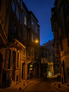 Istanbul, Turkey, August 20,2023 Night view of the narrow streets of Taksim, Beyoglu. Taksim is a popular destination for tourists and locals of Istanbul.
