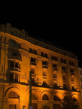 Istanbul Turkey May 5, 2023Karaky Palas is a building located in Beyolu district. Stone building, balcony and windows. Historical building in the center of stanbul.