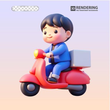 Scooter süren küçük bir çocuğun vektör çizimi