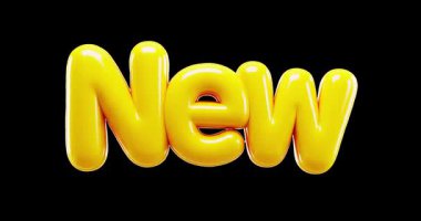 Siyah arkaplanda izole edilmiş yeni yıl metninin 3d illüstrasyonu