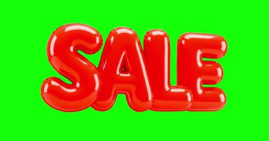 Yeşil arka planda gölgesi olan 3d satış sembolü