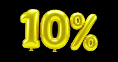 Siyah arka planda izole edilmiş 10 numaralı balonlu altın..
