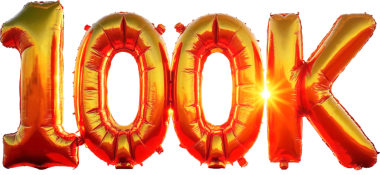 Parlak altın balonlar 100 bin gösteriyor.