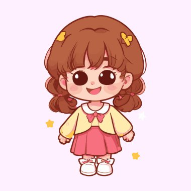 Çizgi film kızlarının vektör çizimi