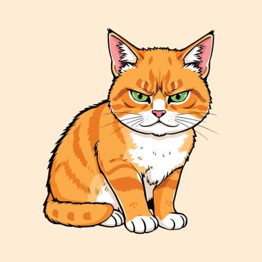 Kırmızı gözlü sevimli kızıl kedi, vektör çizimi