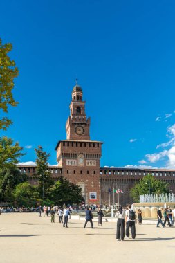 Sforza Kalesi (Castello Sforzesco) Milano, İtalya 'da. Şato 15. yüzyılda Milano Dükü Sforza tarafından inşa edilmiştir..