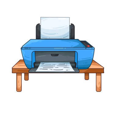 Bir yazıcı, kullanılmaya hazır bir şekilde masanın üzerinde düzgün bir şekilde oturur. Kurulum, baskı belgeleri veya fotoğraflara kolay erişim için yazıcı konumlandırılmış fonksiyonel bir çalışma alanı öneriyor. 