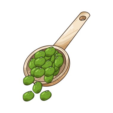 Bir avuç fasulye, doğal şekillerini, renklerini ve dokularını gösteren tahta bir kaşığın üzerinde dinleniyor. Kaşığın pürüzsüz tanecikleri kırsal, organik bir dokunuş ekliyor. Bu da onu yemek sunumları ve tarif çizimleri için mükemmel yapıyor..