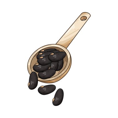 Bir avuç fasulye, doğal şekillerini, renklerini ve dokularını gösteren tahta bir kaşığın üzerinde dinleniyor. Kaşığın pürüzsüz tanecikleri kırsal, organik bir dokunuş ekliyor. Bu da onu yemek sunumları ve tarif çizimleri için mükemmel yapıyor..