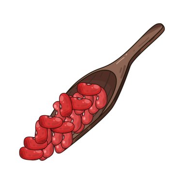 Bir avuç fasulye, doğal şekillerini, renklerini ve dokularını gösteren tahta bir kaşığın üzerinde dinleniyor. Kaşığın pürüzsüz tanecikleri kırsal, organik bir dokunuş ekliyor. Bu da onu yemek sunumları ve tarif çizimleri için mükemmel yapıyor..