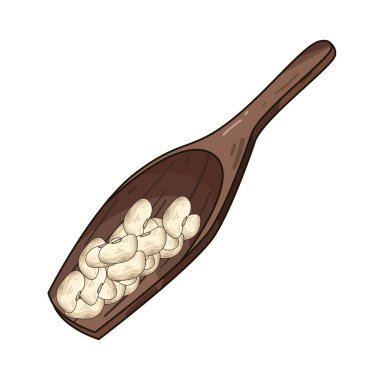 Bir avuç fasulye, doğal şekillerini, renklerini ve dokularını gösteren tahta bir kaşığın üzerinde dinleniyor. Kaşığın pürüzsüz tanecikleri kırsal, organik bir dokunuş ekliyor. Bu da onu yemek sunumları ve tarif çizimleri için mükemmel yapıyor..