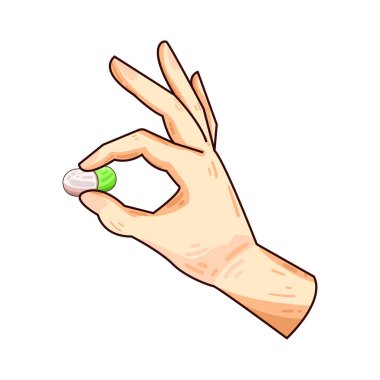 Kapsül, işaret parmağı ve başparmak arasında nazikçe tutulur ve alınmaya hazırdır. Bu yakın çekim, günlük ilaç ya da takviyelerle sağlığın sağlanmasının hassasiyetini, bakımını ve kişisel durumunu vurguluyor..