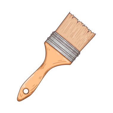 Standart bir boya fırçası, tahta ya da plastik saplı ve metal kıvrımlı, hafif yelpazeli. Tüyleri boyaya batırılmış olabilir, genellikle canlı renklerde..