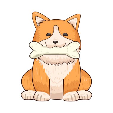 Bir köpek mutlu bir şekilde bir kemiği ısırıyor, sabit tutmak için pençelerini kullanıyor. Odaklanmış ifadesi ve sallanan kuyruğu keyif ve memnuniyeti gösteriyor. Sahne, doğal bir oyun ve çiğneme anını yakalar..