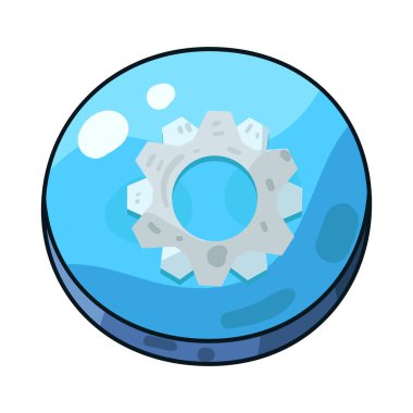 Resim bir dişli veya çark tarafından temsil edilen bir ayar simgesi gösterir, yapılandırmayı, kişiselleştirmeyi veya sistem tercihlerini sembolize eder. 