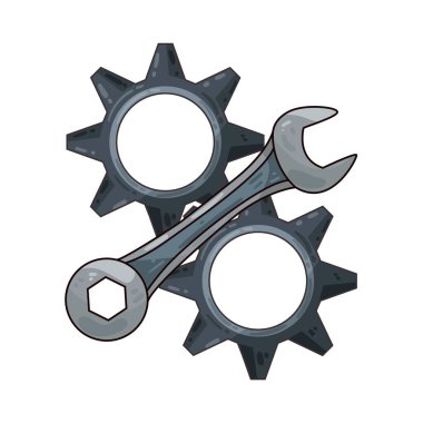 Vites ve anahtar, teknik işi, bakım, onarım veya mekanik servisi sembolize ediyor. Teçhizat makine, sistem veya işlemleri temsil ederken, ingiliz anahtarı onları sorunsuz bir şekilde çalıştırabilmek için gerekli araçları ve elle kumanda çabalarını simgeler. 