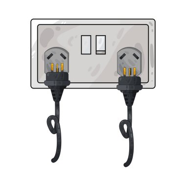 Elektrik prizine bir priz yerleştiriliyor, bağlantıyı ve gücü vurguluyor. Priz tipik olarak iki ya da üç çatallı bir yazı tipi, prizle aynı hizaya getirilmiş, elektrik bağlantısını kurmaya hazır.. 