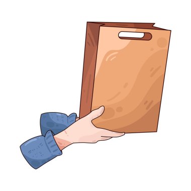 Basit bir kese kağıdını tutan, çevre dostu alışveriş ve sürdürülebilirliği sembolize eden bir el. Poşet hafif ve minimalist görünüyor. Bakkaliye, hediye ya da günlük ihtiyaçlar için ideal..