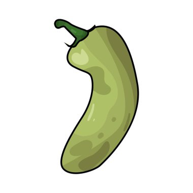 Pürüzsüz, parlak yeşil derili taze bir biber ve canlı rengini ve baharatlı cazibesini vurgulayan sert, tombul bir şekil..