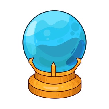 Süslü bir ahşap veya pirinç tezgahın üzerine mükemmel yuvarlak, berrak bir kristal küre. Top ortam ışığını yakalar, ince yansımalar yaratır ve içinde parlar. Kristalin içinde, sisli ya da sihirli bir girdap, gizemli bir hava ekler..