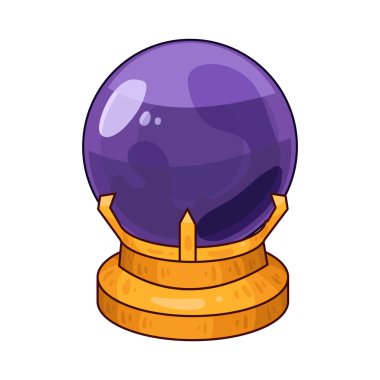 Süslü bir ahşap veya pirinç tezgahın üzerine mükemmel yuvarlak, berrak bir kristal küre. Top ortam ışığını yakalar, ince yansımalar yaratır ve içinde parlar. Kristalin içinde, sisli ya da sihirli bir girdap, gizemli bir hava ekler..