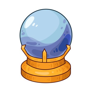 Süslü bir ahşap veya pirinç tezgahın üzerine mükemmel yuvarlak, berrak bir kristal küre. Top ortam ışığını yakalar, ince yansımalar yaratır ve içinde parlar. Kristalin içinde, sisli ya da sihirli bir girdap, gizemli bir hava ekler..