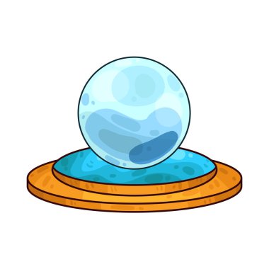 Süslü bir ahşap veya pirinç tezgahın üzerine mükemmel yuvarlak, berrak bir kristal küre. Top ortam ışığını yakalar, ince yansımalar yaratır ve içinde parlar. Kristalin içinde, sisli ya da sihirli bir girdap, gizemli bir hava ekler..